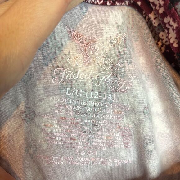 Faded Glory Women’s Burgundy Red Ski Pattern Style Casual Leggings L 12-14 - Picture 5 of 5